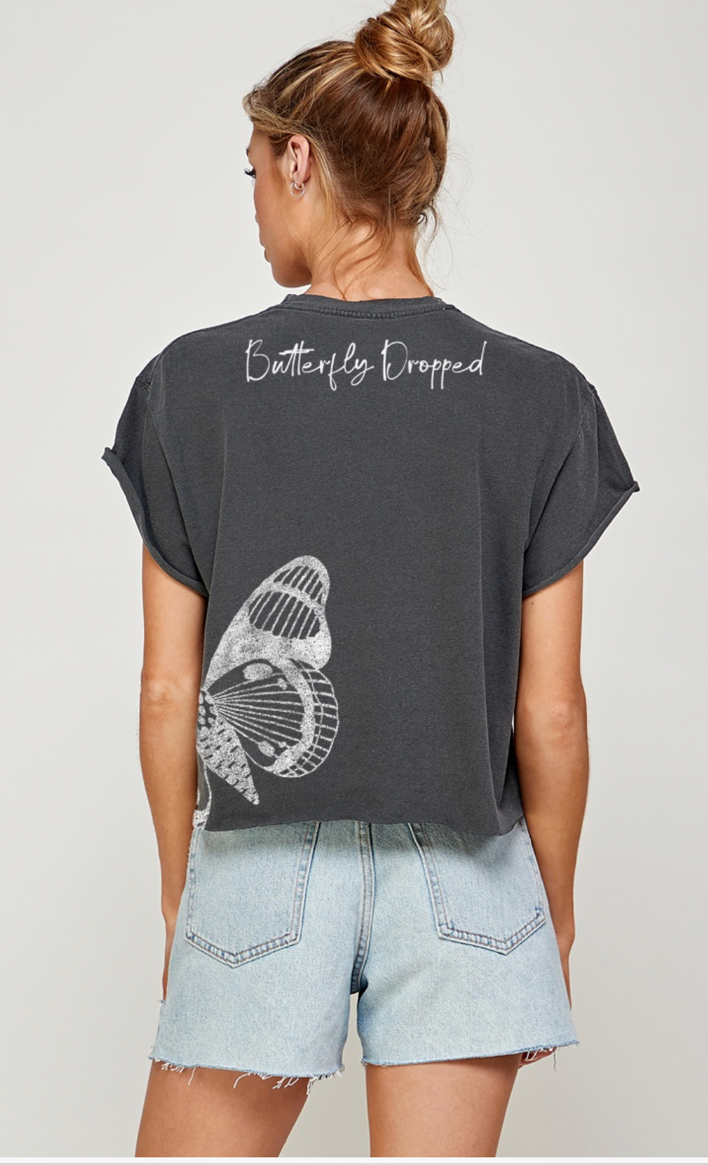 Crop Tee- butterfly dropped