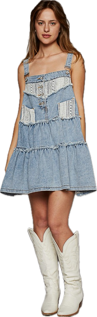 Frayed Edge Button Denim Dress