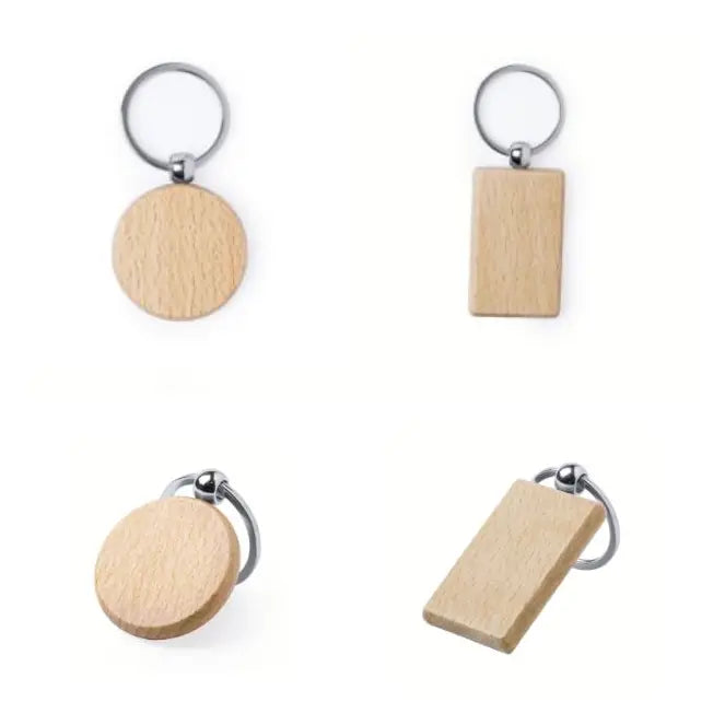 Paintable Rectangle or Round Wooden Keyring Blank