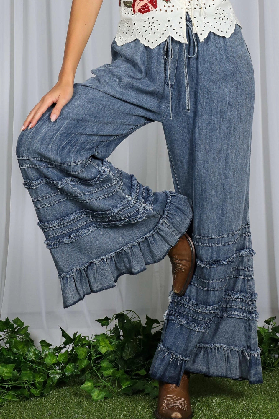 Wide Ruffled Leg Jeans!