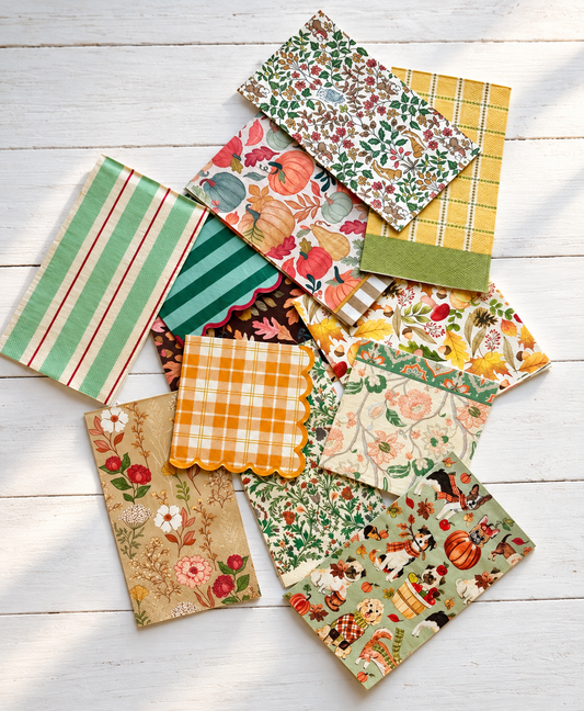 NEW Fall Themed Assorted pack of 12 decoupage napkins for shoes and other projects