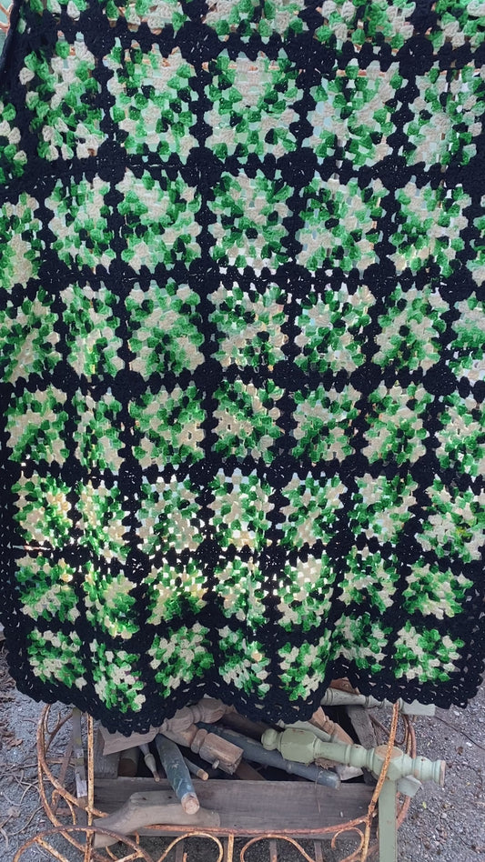 Green Granny squared throw
