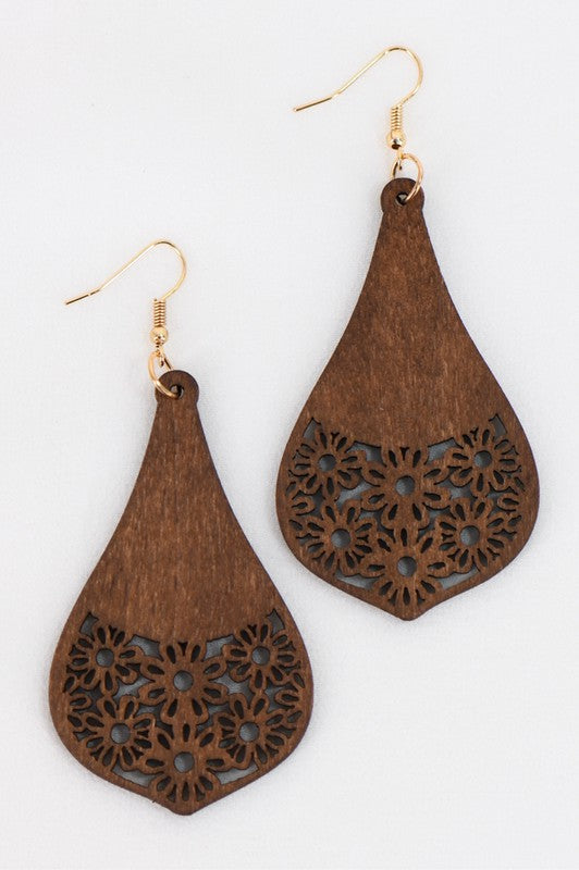 Boho Filigree Wood Earrings