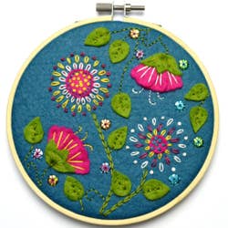 Felt Craft Kit- Tropical Flowers Appliqué Hoop