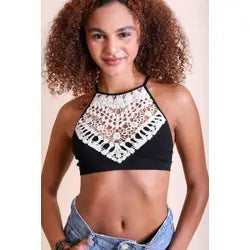 Crochet Lace High Neck Bralette