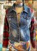 Flannel & Denim Jacket- Red, Blue and Green