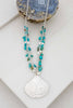 Clam Shell Pendant Necklace w/ Turquoise Stationed Chain