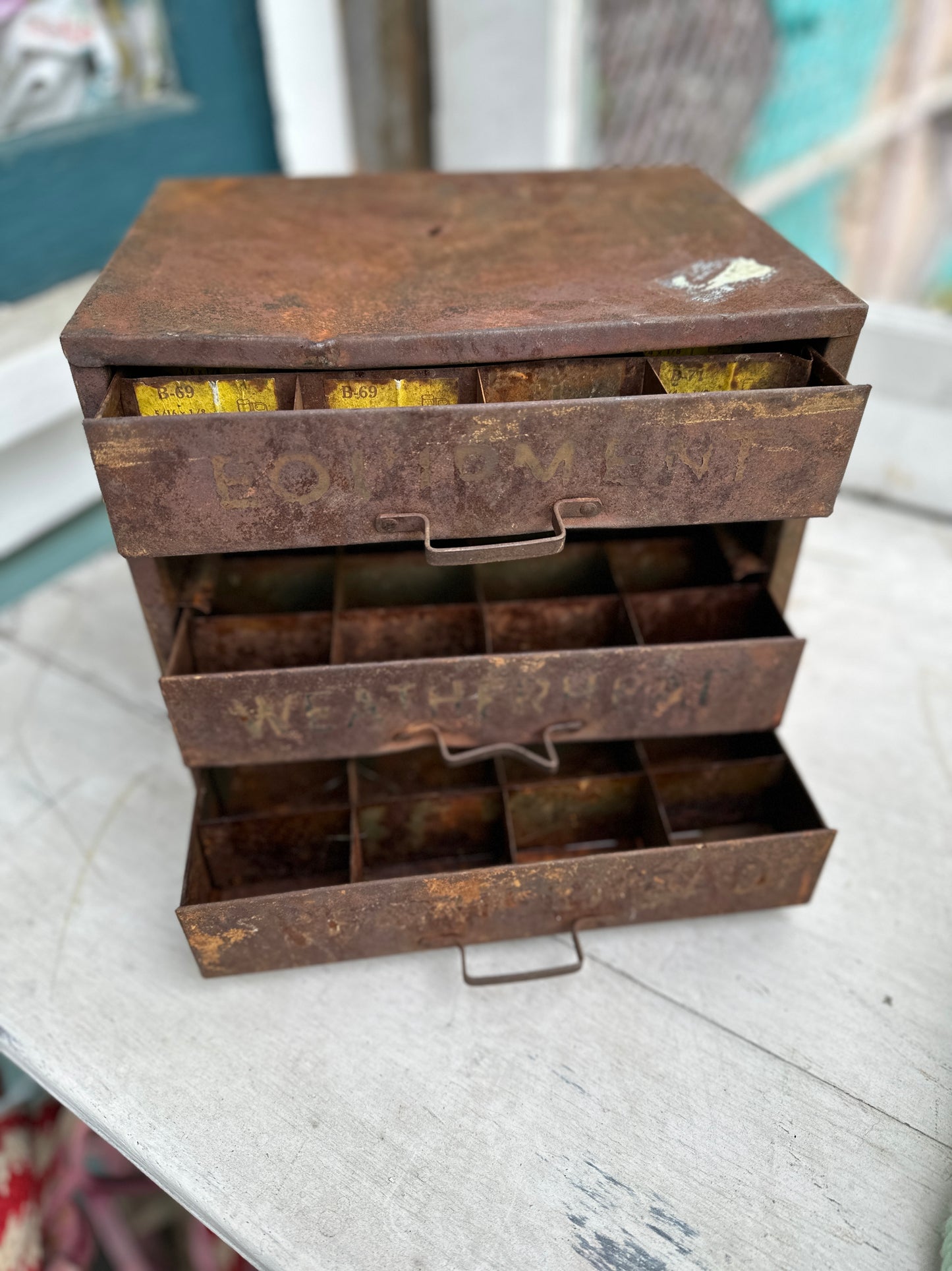 Vintage Tin Organizer Box