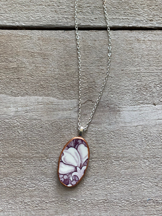 Broken Plate Oval Necklace-Purple