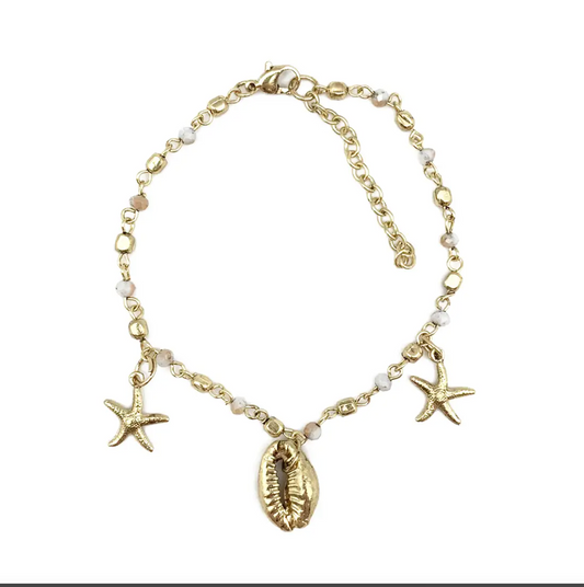 Shells and Starfish Beaded Anklet