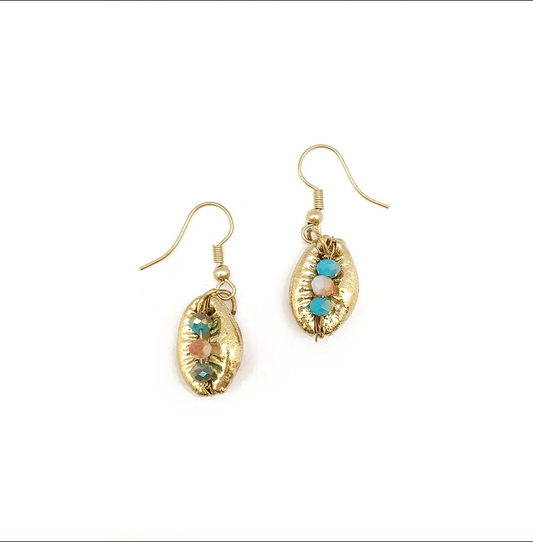 Beaded Cowries Earrings