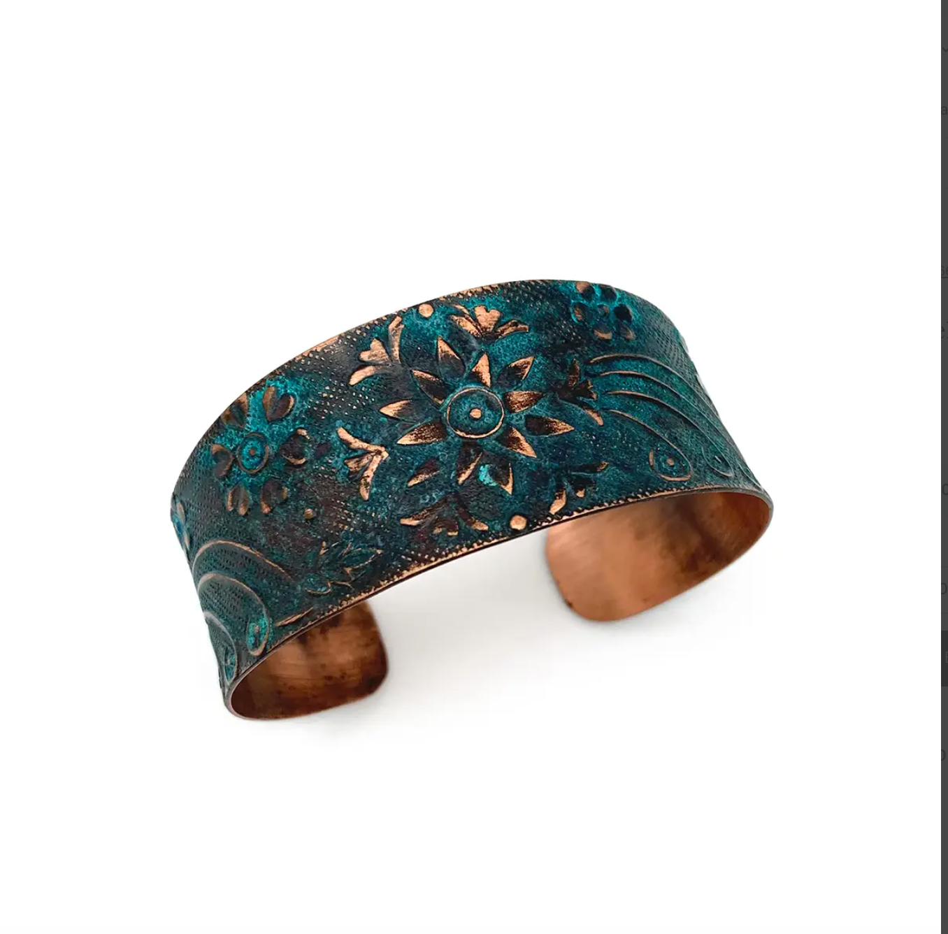 Teal Sun Patina Cuff Bracelet