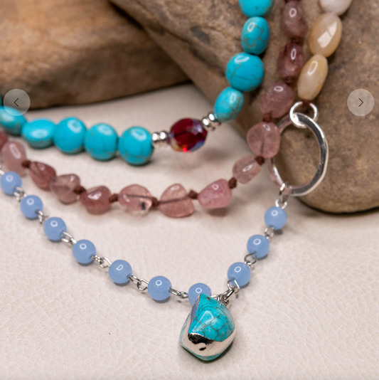 Triple Layered Beaded Chain Necklace