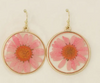Pink Chrysanthemum Dried Flower Earrings