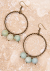 fishhook dangle hoop earrings with natural stone