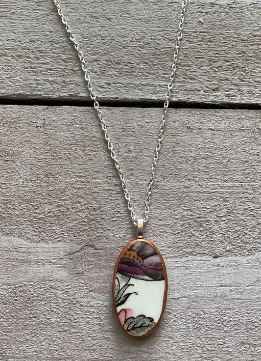 Broken Plate Oval Necklace - Mulit colored